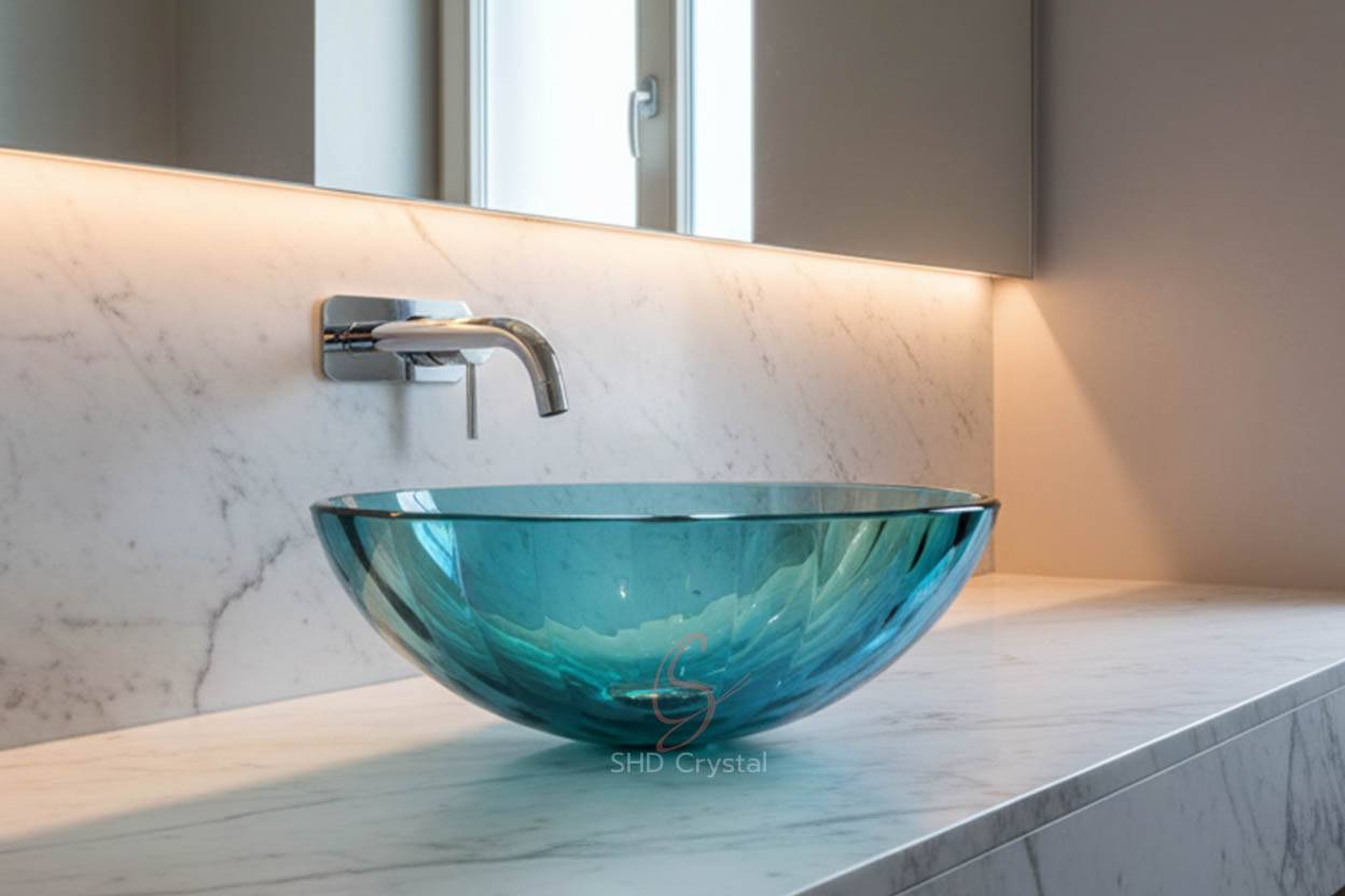 cyan crystal washbasin