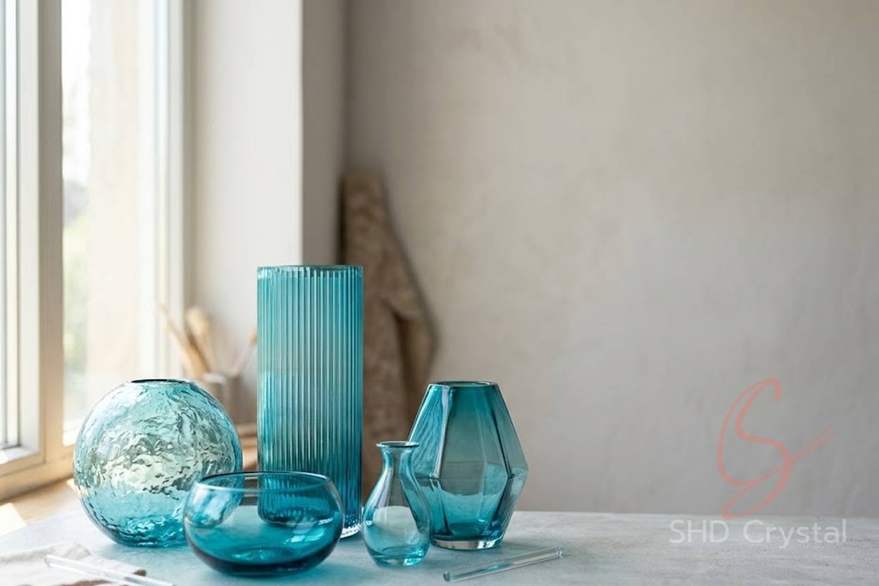 cyan glass vase factory