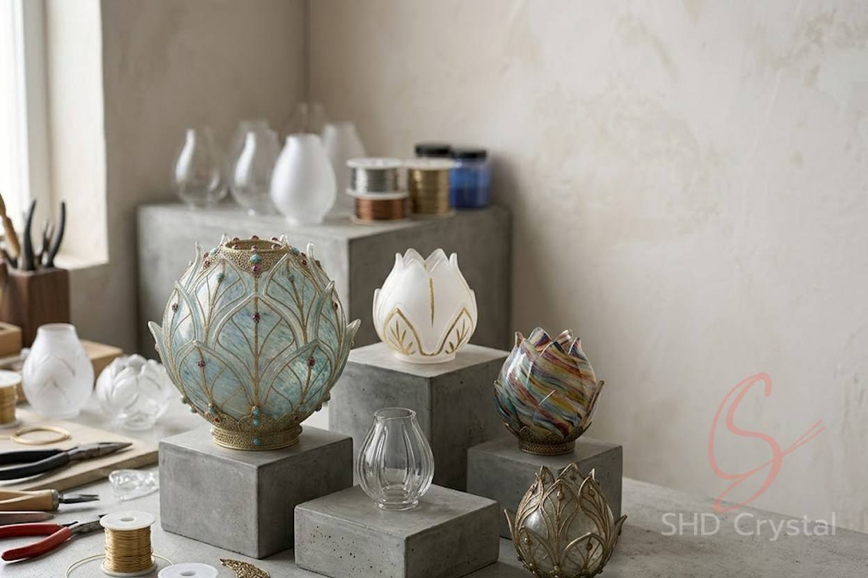 flower bud glass lamp shades factory