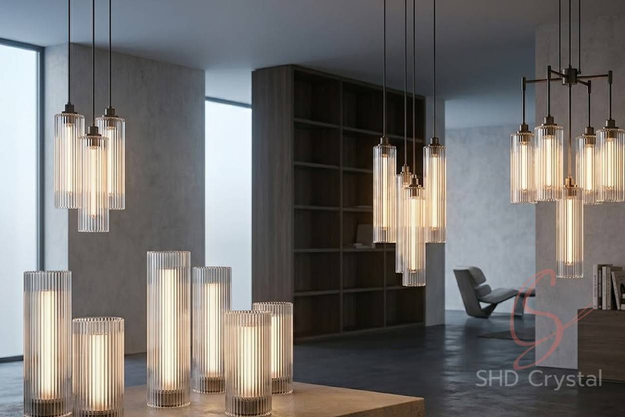 fluted glass lighting forms