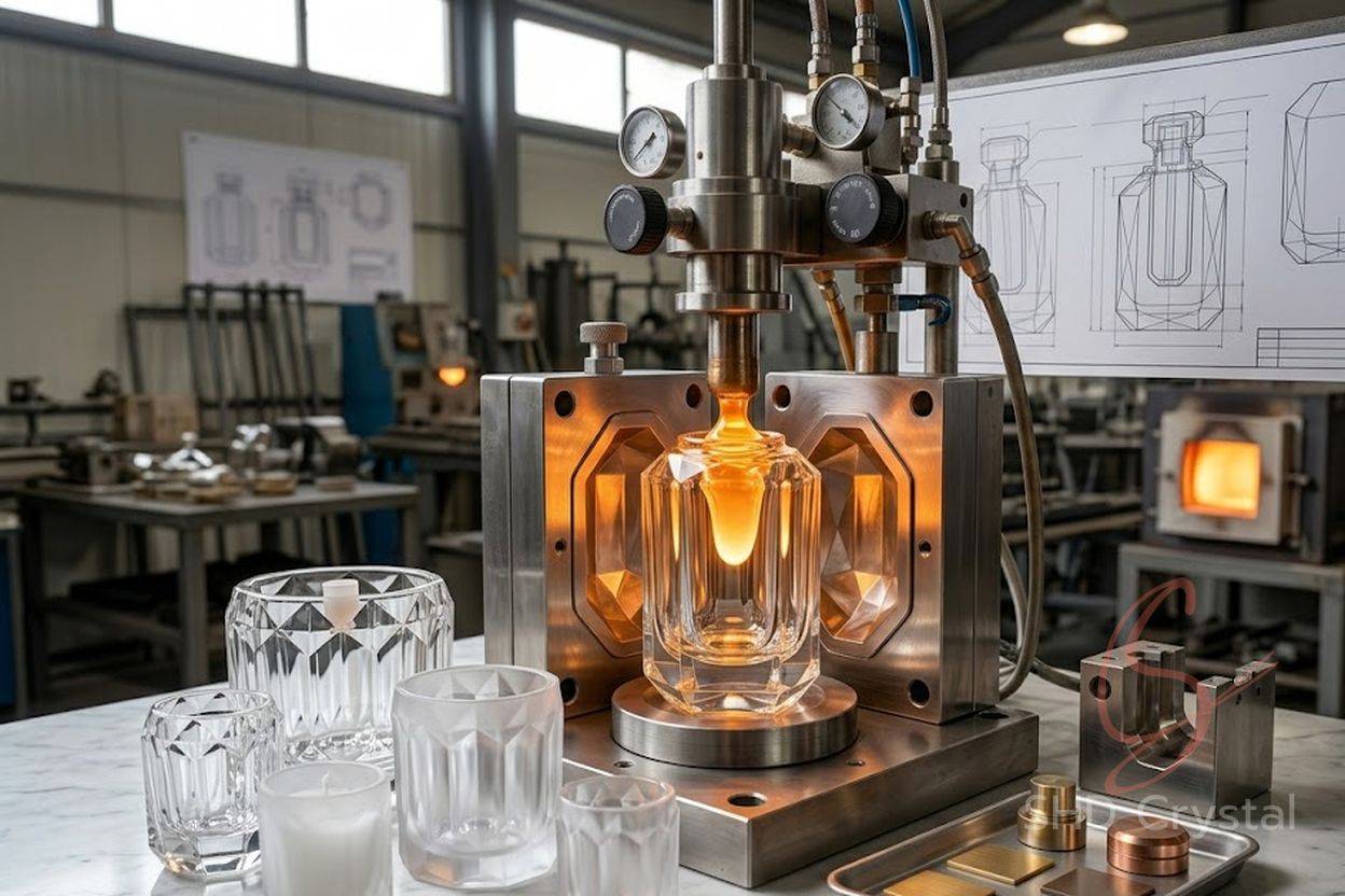 glass candle container production