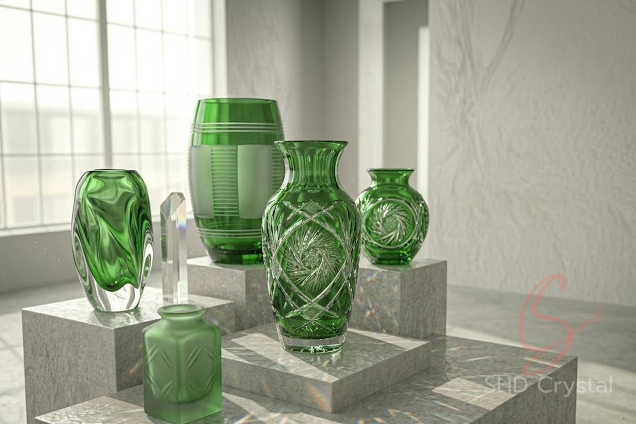 green crystal vase manufacturers