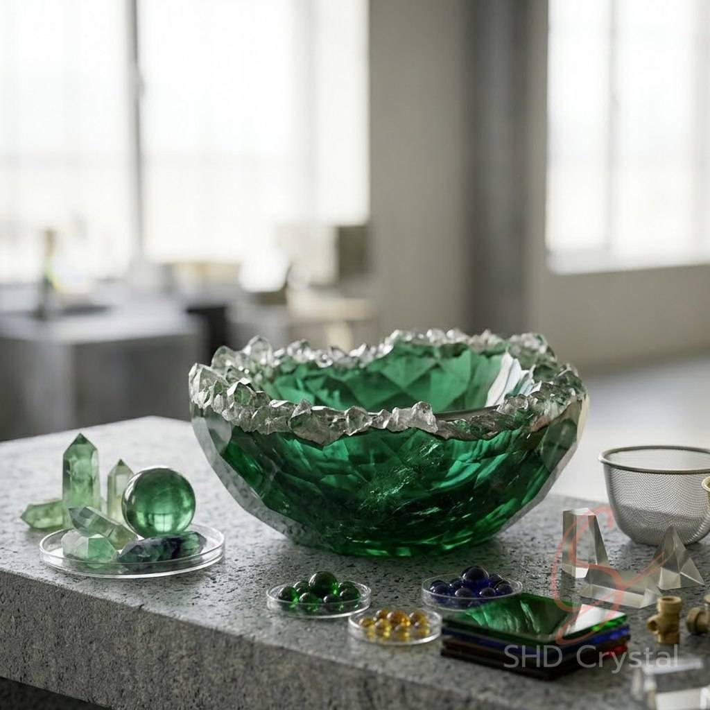 green crystal wash basin