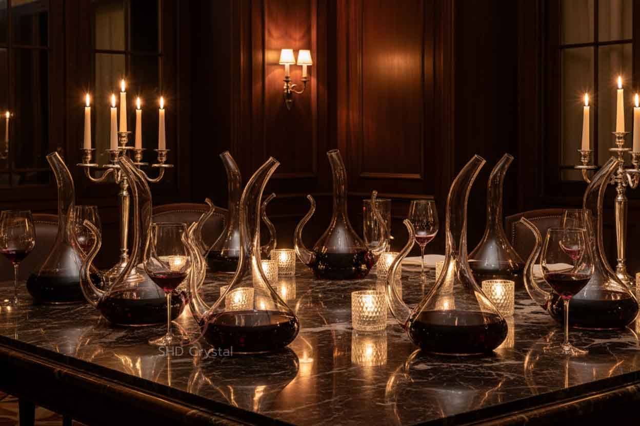 hand-blown wine aeration glassware