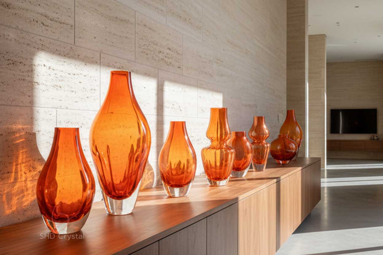 orange crystal vase