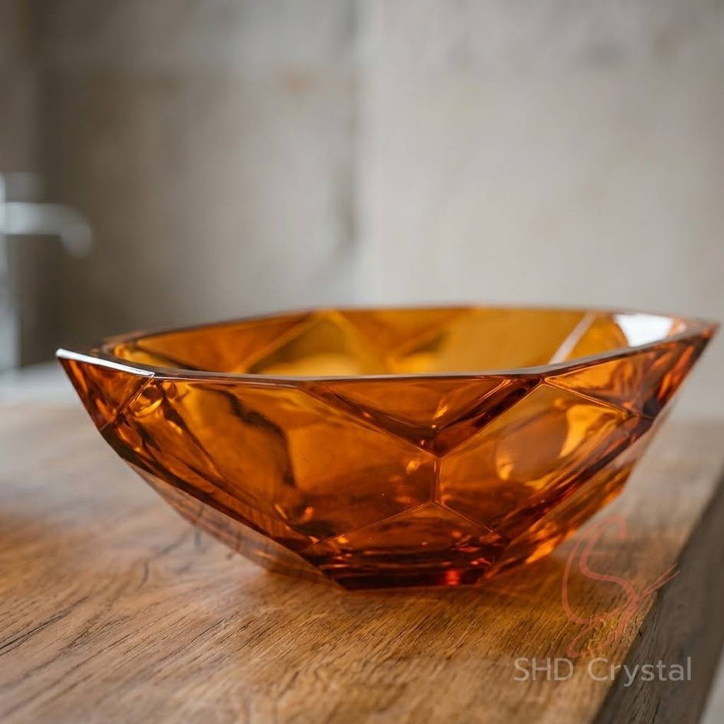 orange glass washbasins