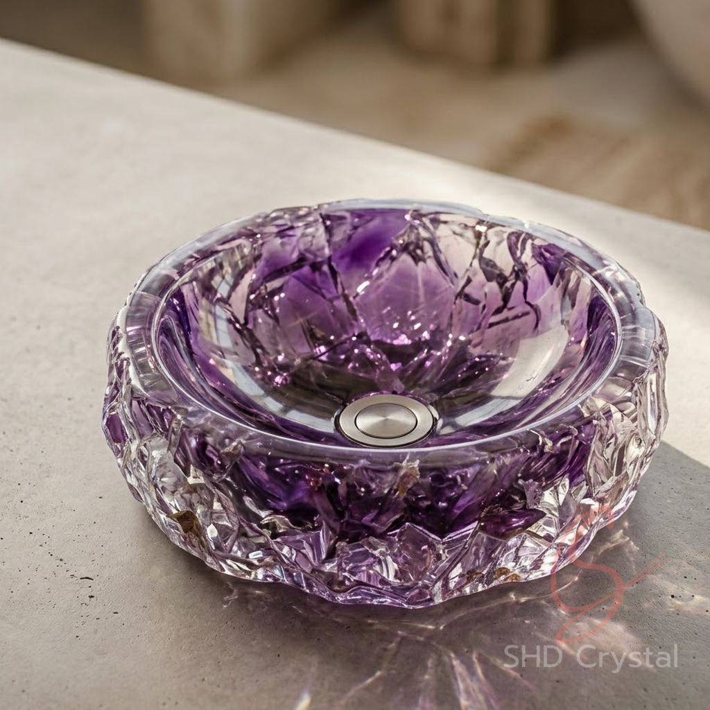 purple crystal wash basin