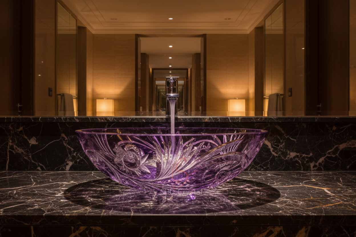 purple crystal wash basin