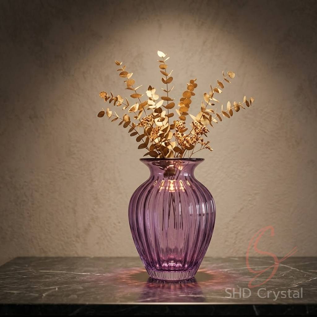 purple glass vase OEM