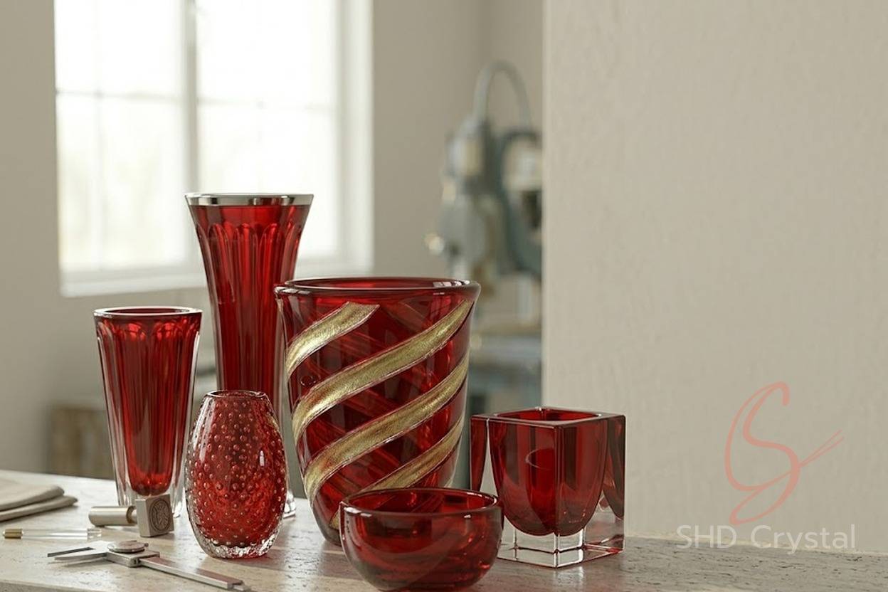 red crystal vase manufacturers
