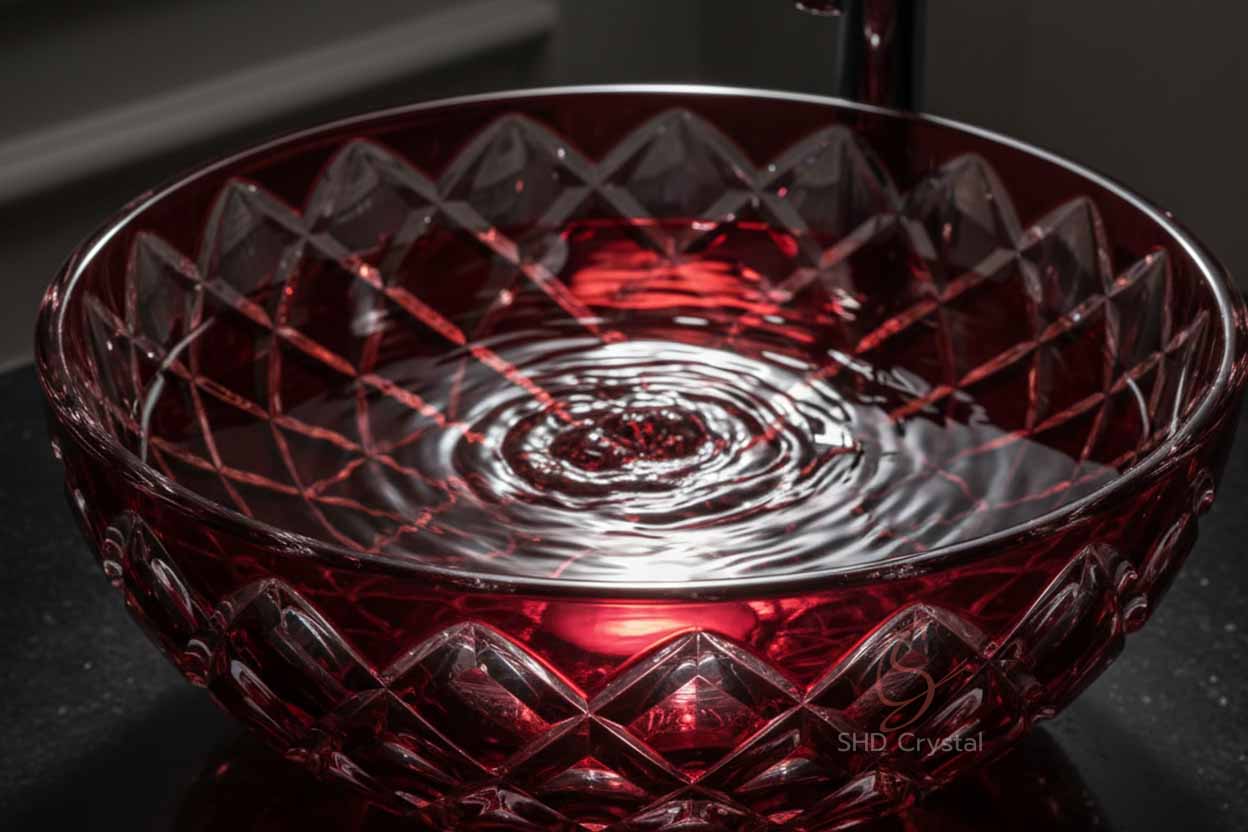 red crystal wash basin