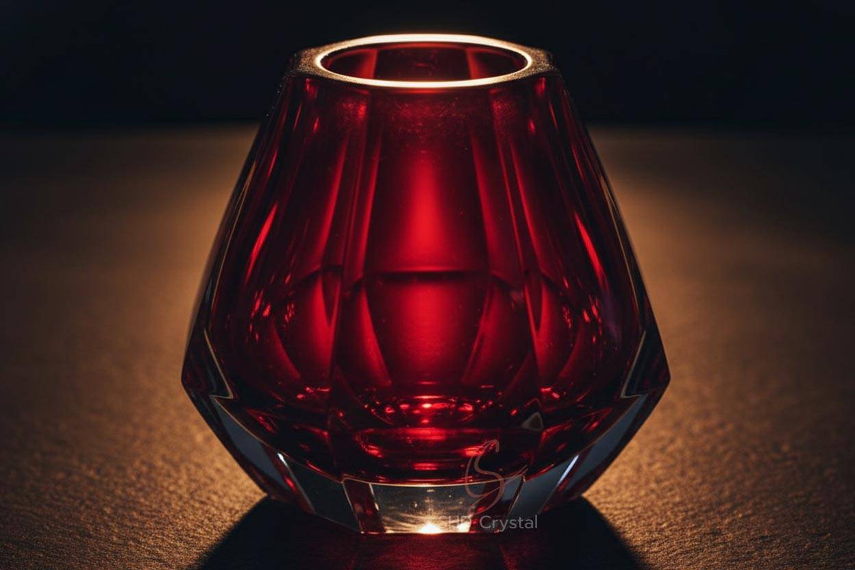red glass vase