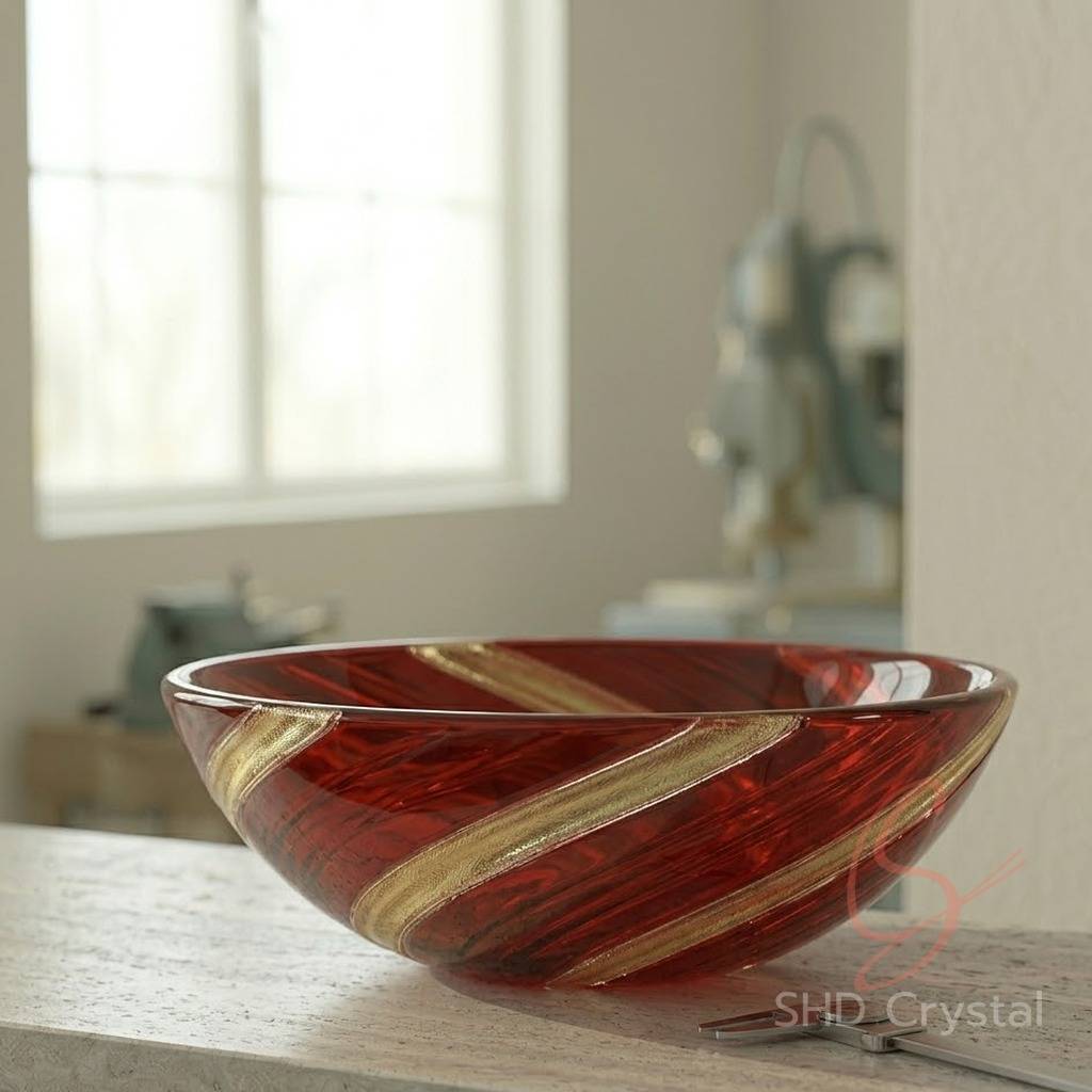 red glass washbasins