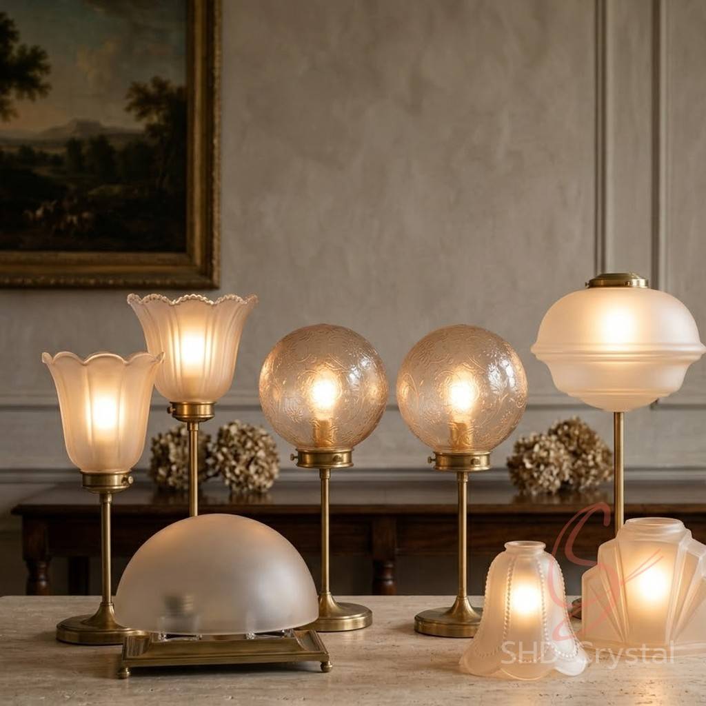 vintage frosted glass lamp shades OEM