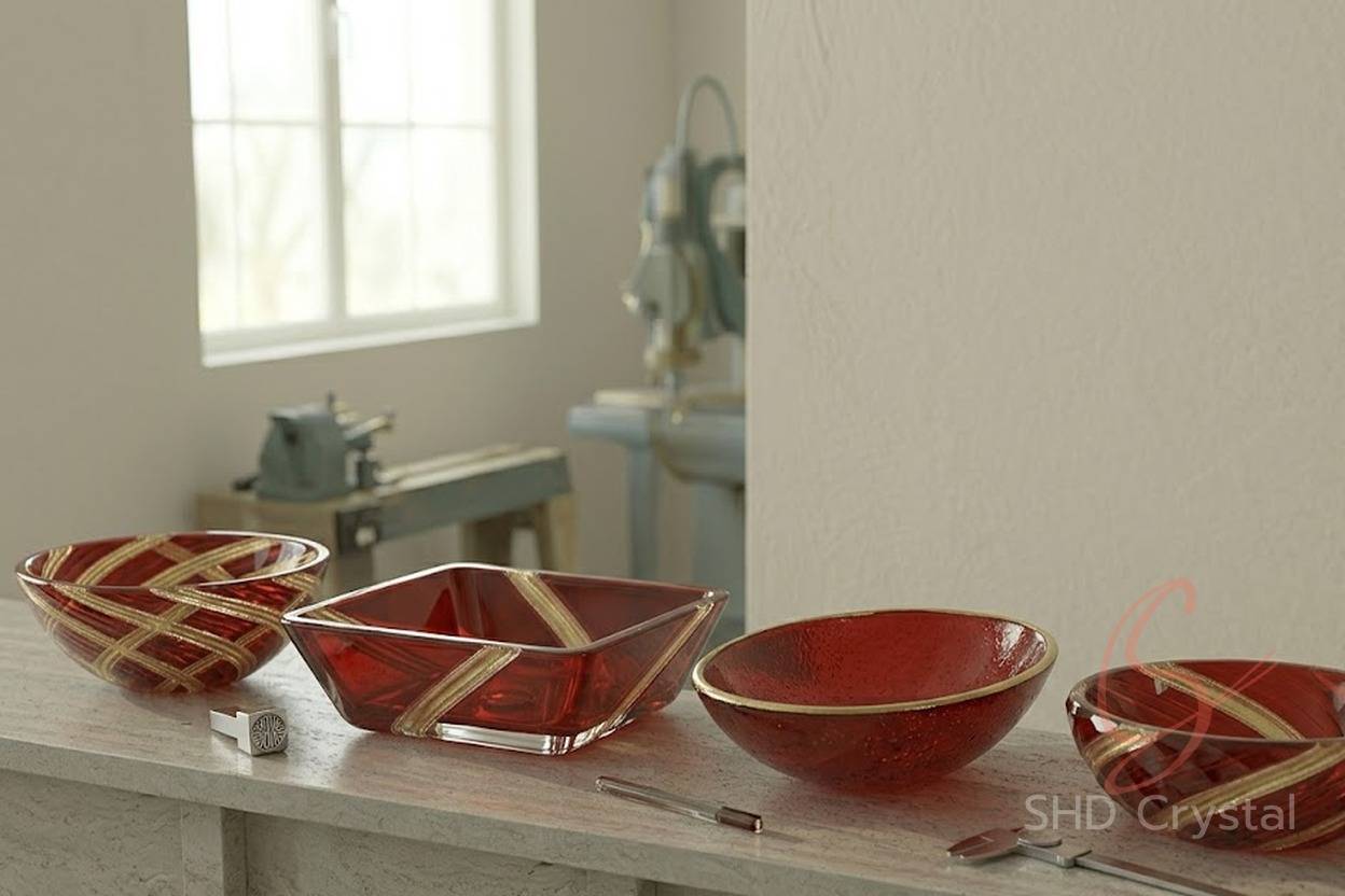 wholesale red glass washbasins