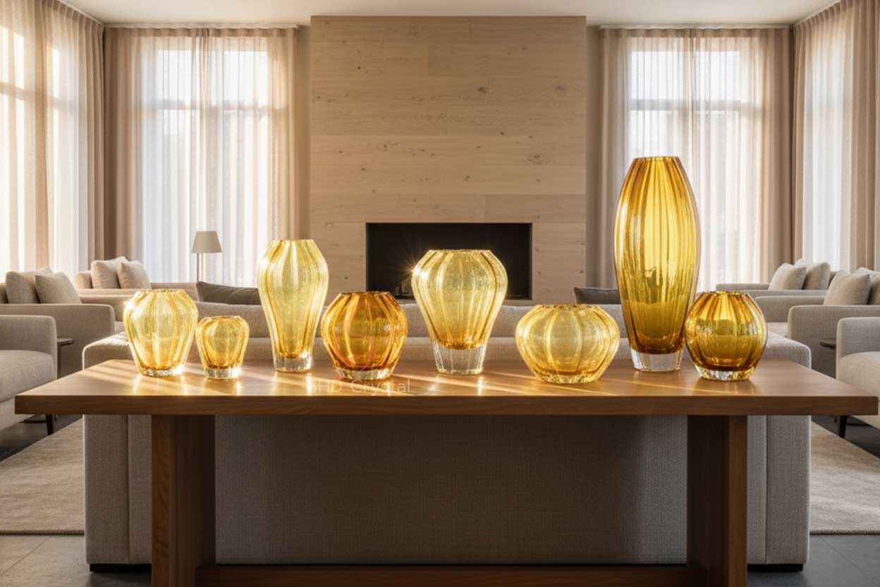 yellow crystal vase OEM
