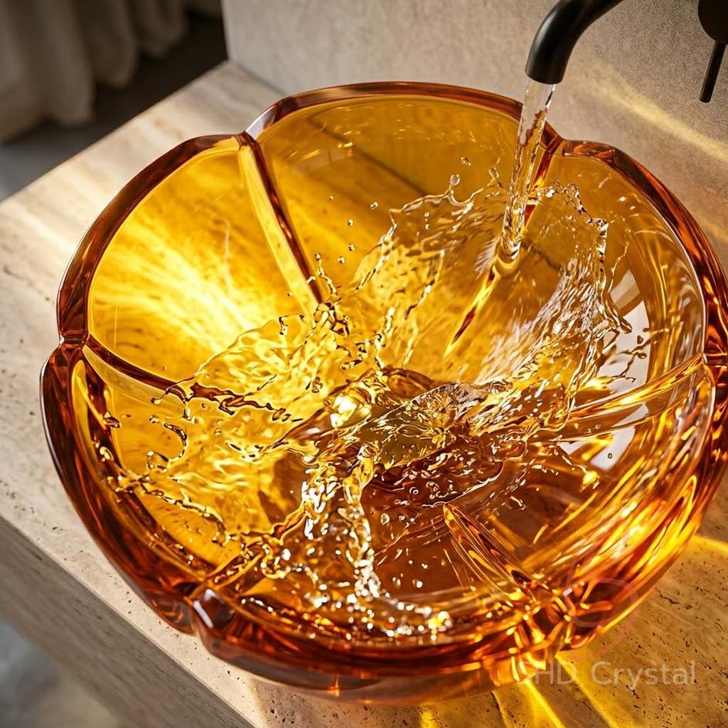 yellow crystal wash basin