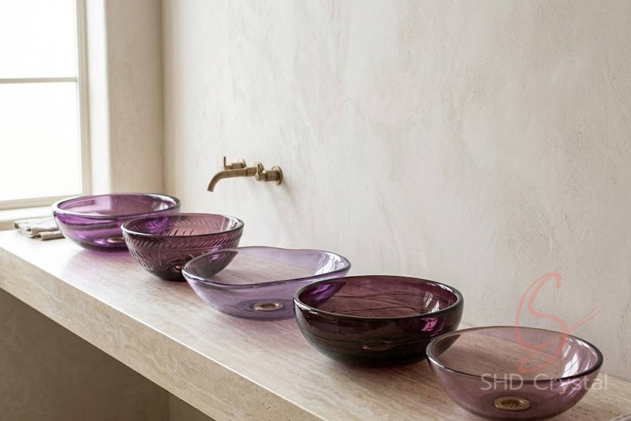 wholesale purple glass washbasins