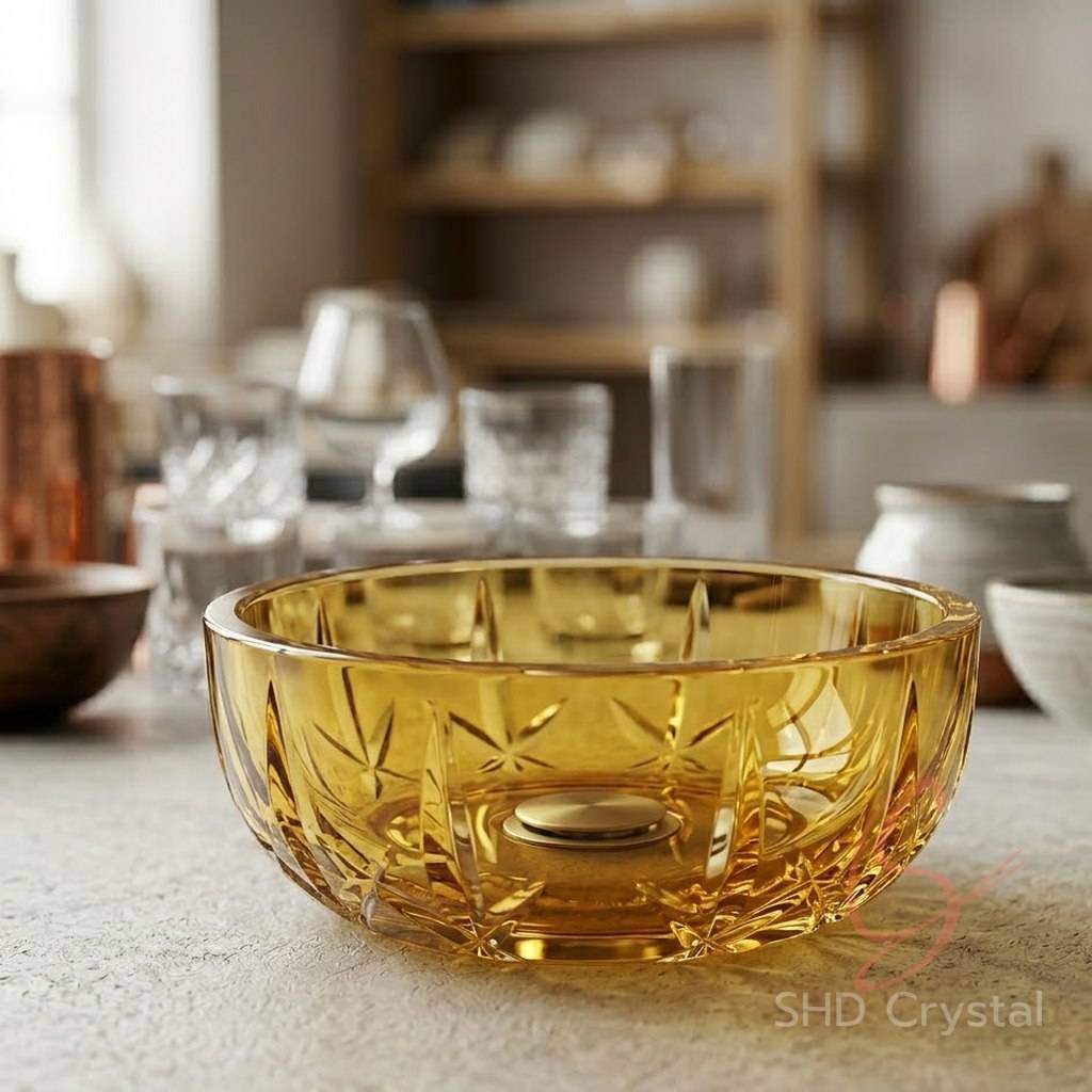 yellow crystal wash basin