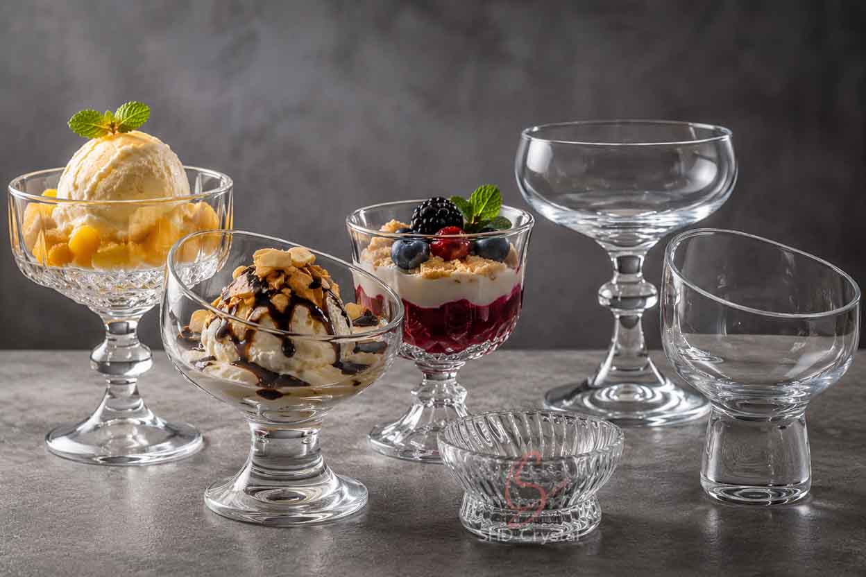 dessert service glassware