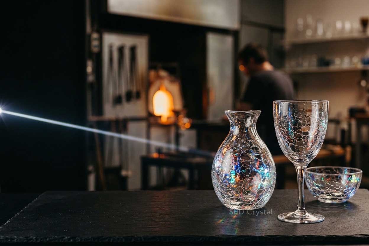 unique crackled glassware