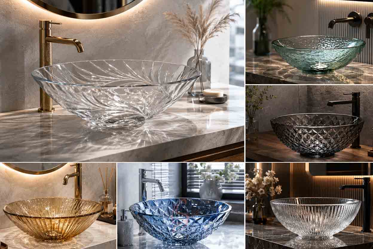 clear glass washbasin