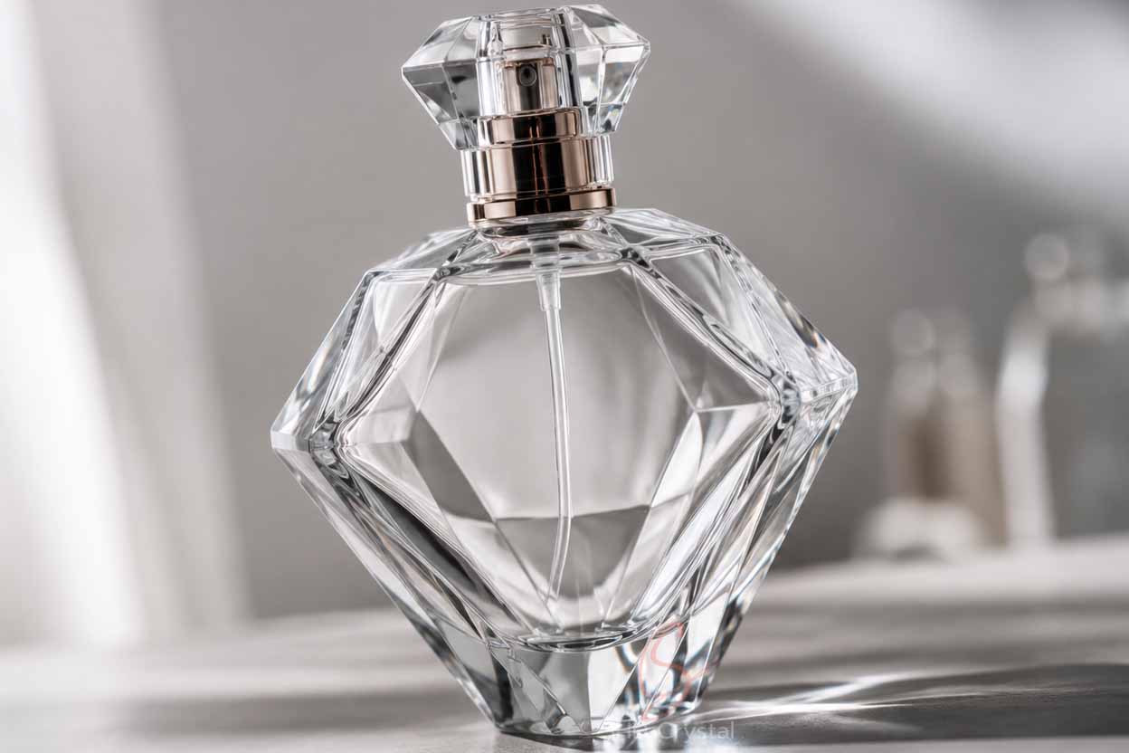 faceted glass perfume bottle