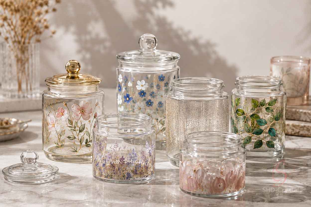 painted glass jars OEM