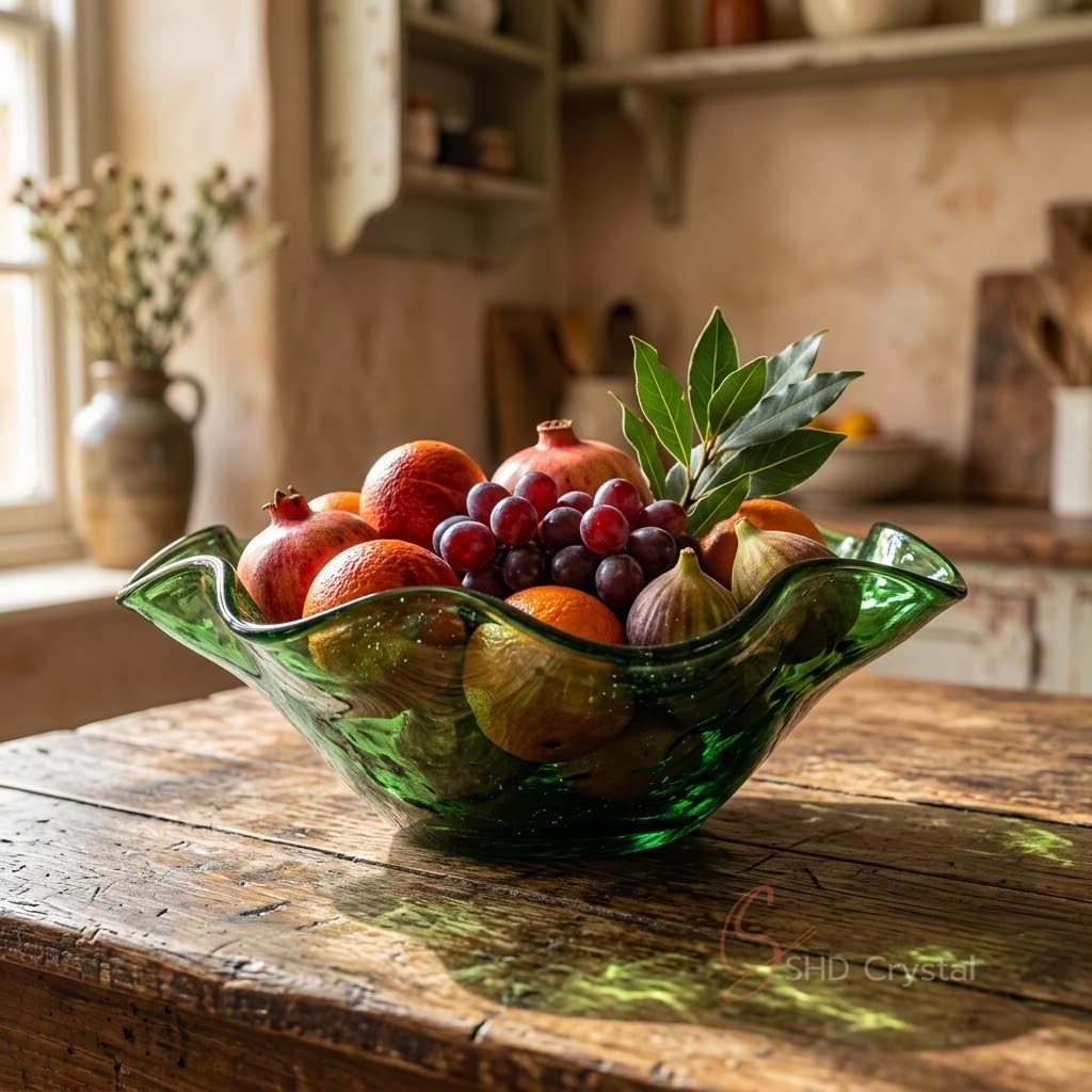vintage green glass fruit bowl manufacturer