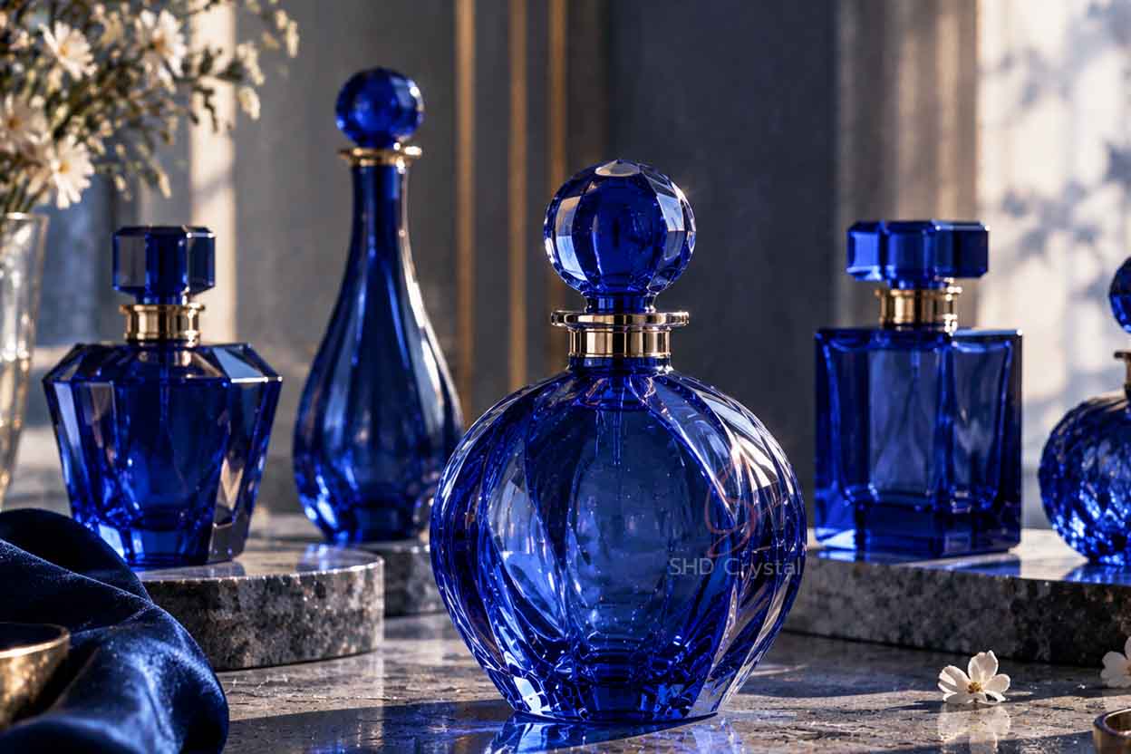 colored glass fragrance bottle