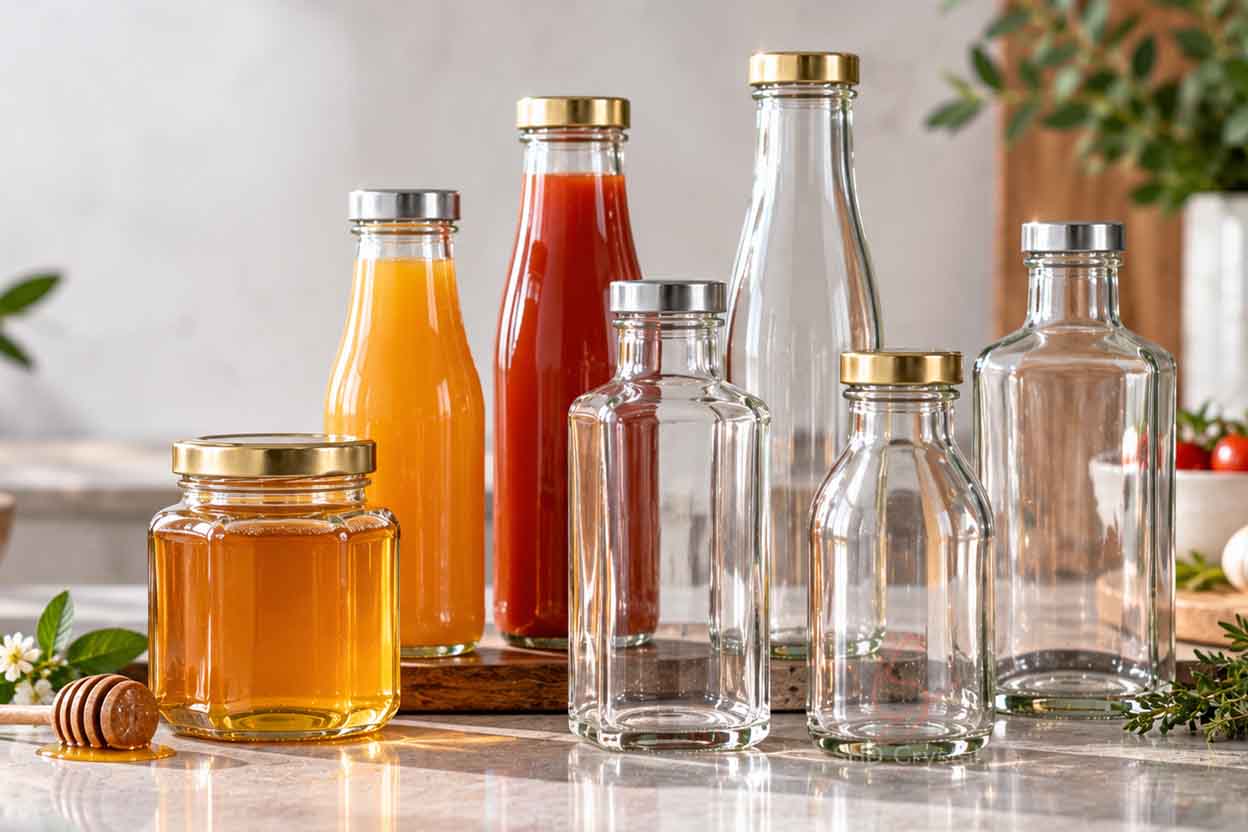 custom glass bottle with metal lid