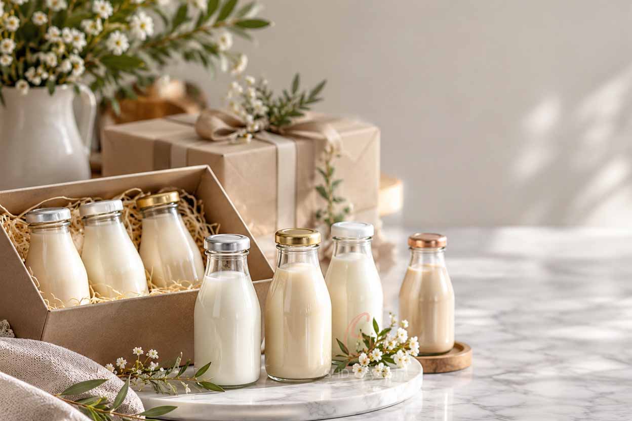 custom miniature glass milk bottles
