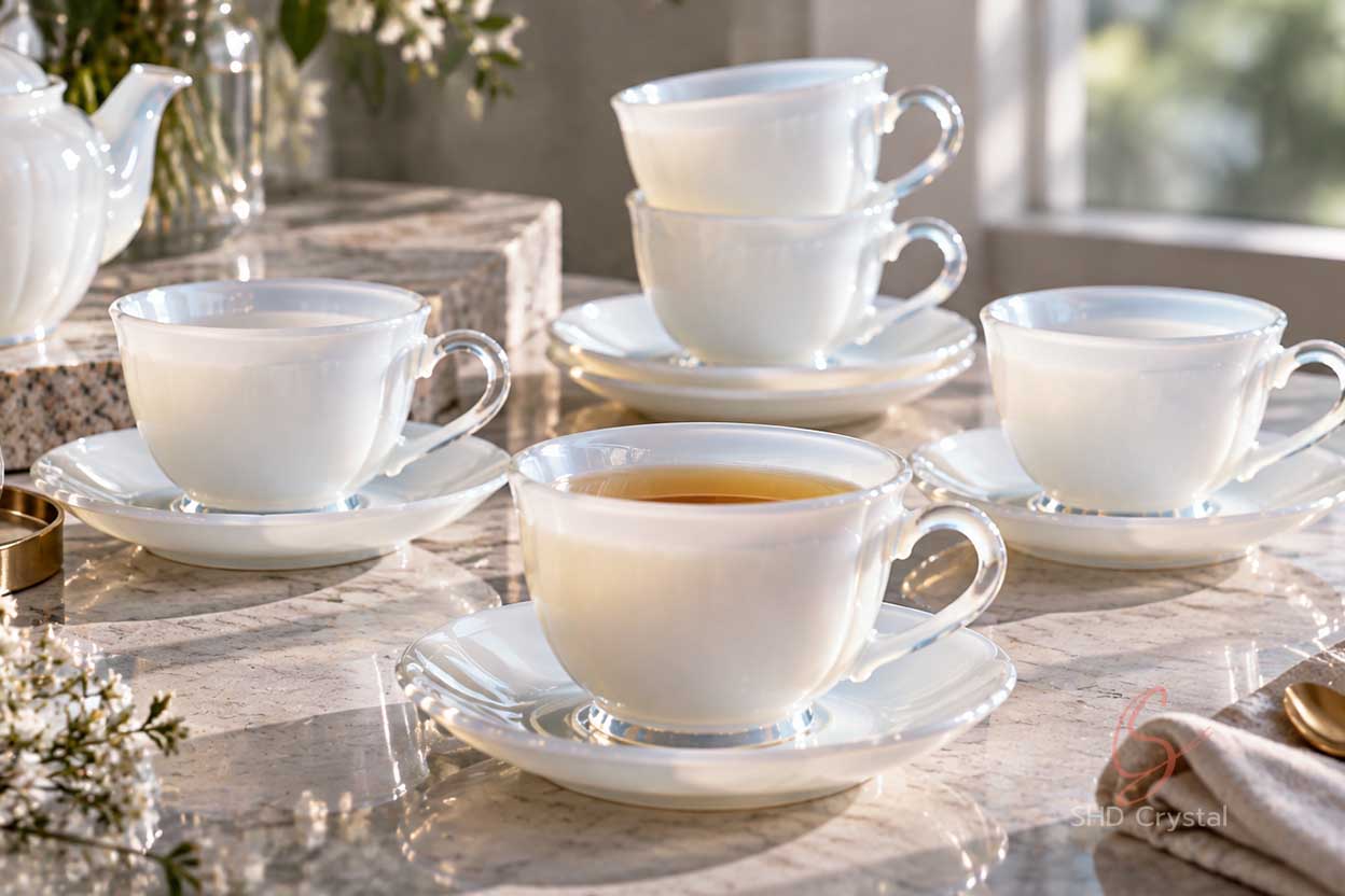 custom opal glass tea cups