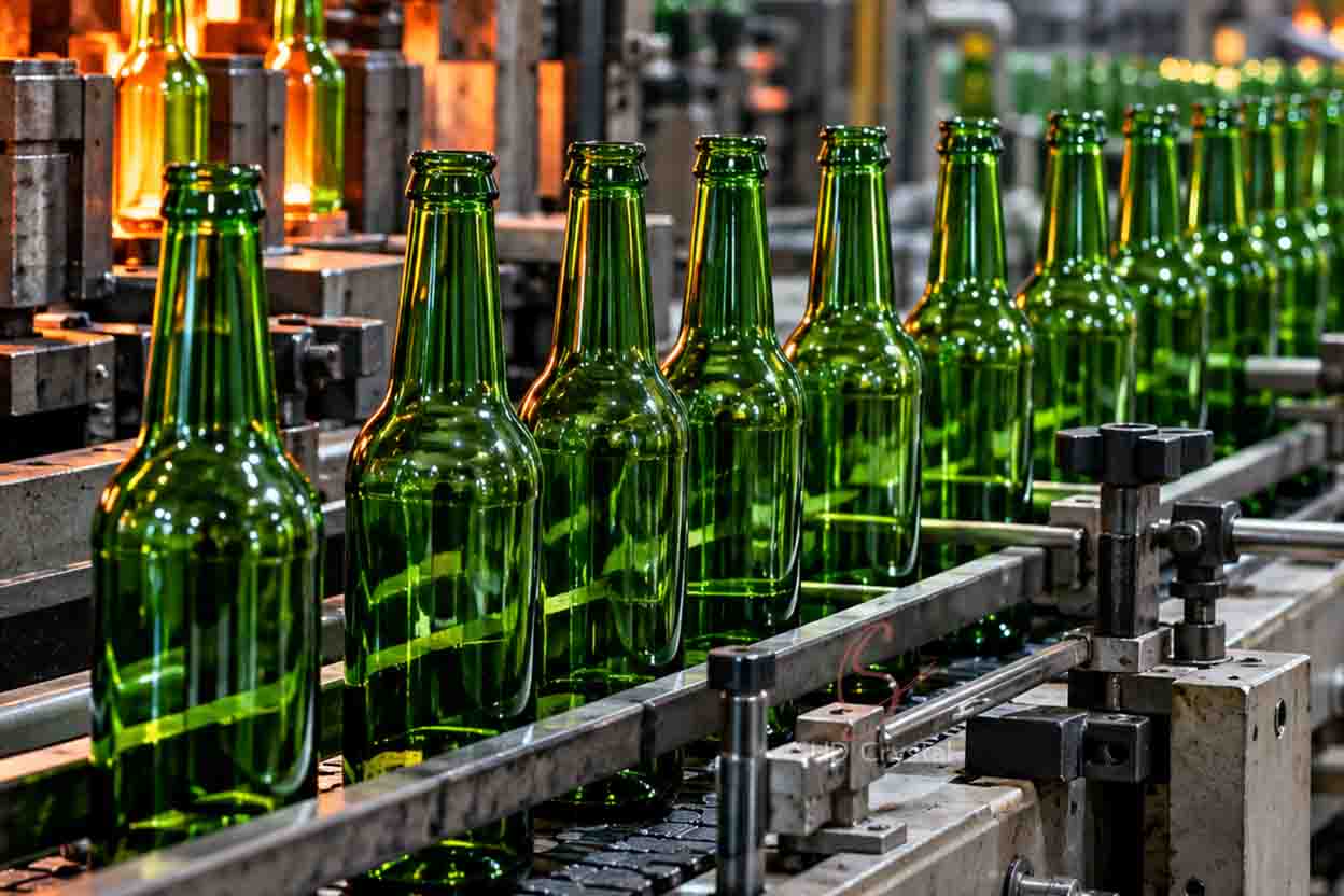green beer bottle production