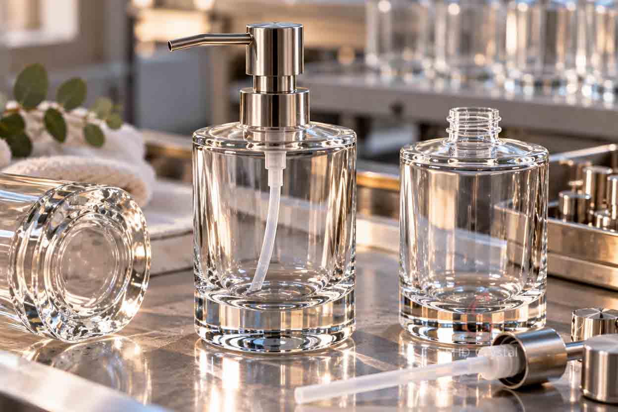 thick base glass soap dispenser