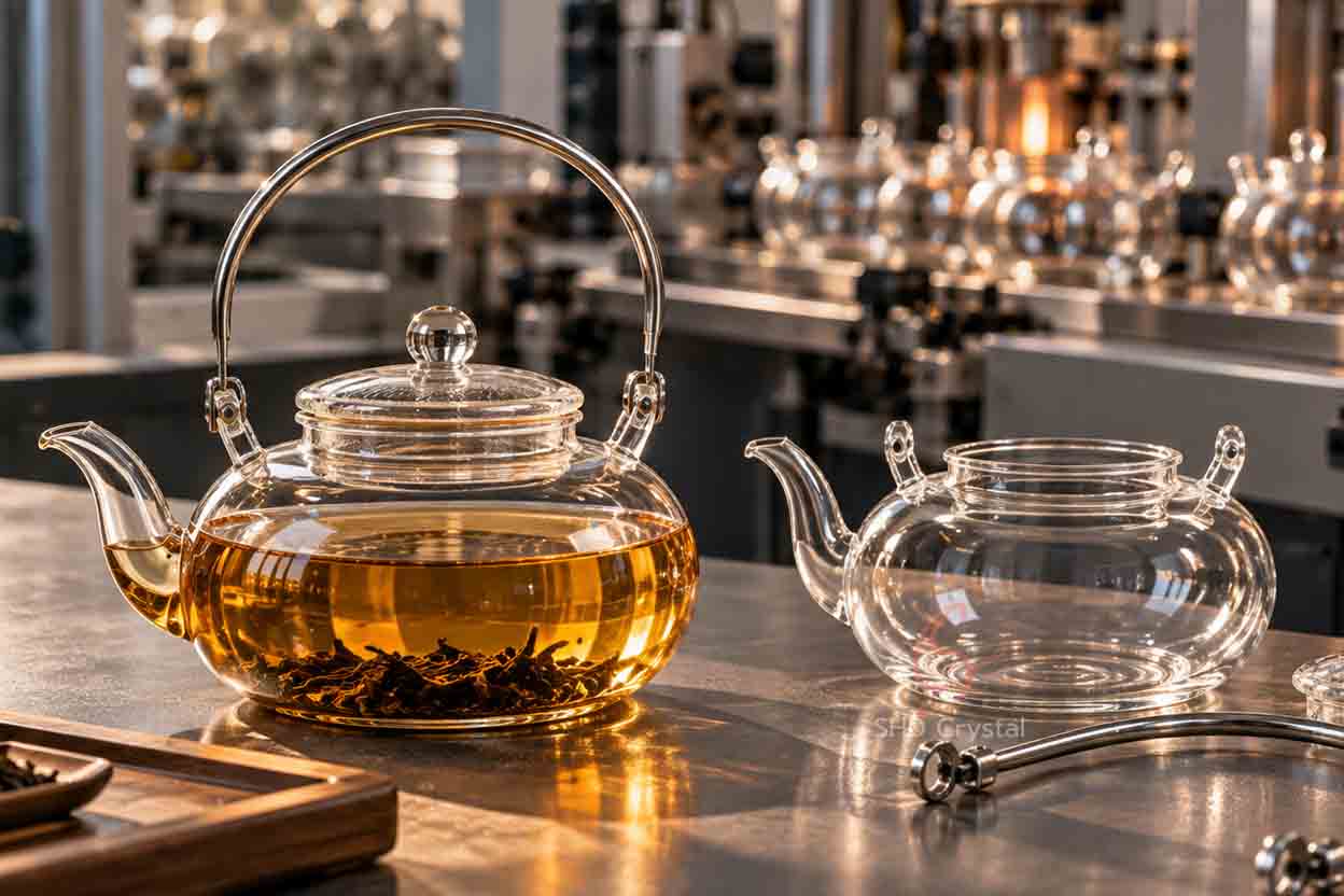 glass teapot with stainless handle