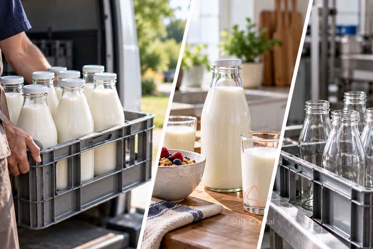returnable glass milk bottles