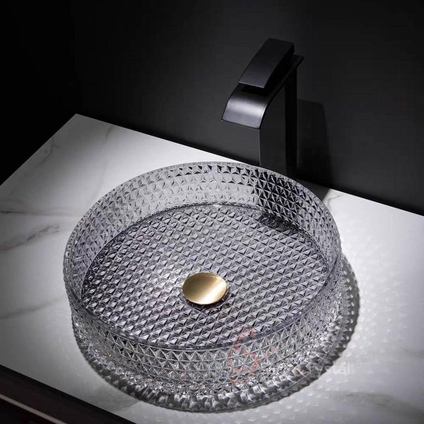 Modern European-Style Diamond Crystal Glass Washbasin