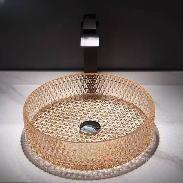 Modern European-Style Diamond Crystal Glass Washbasin-Orange