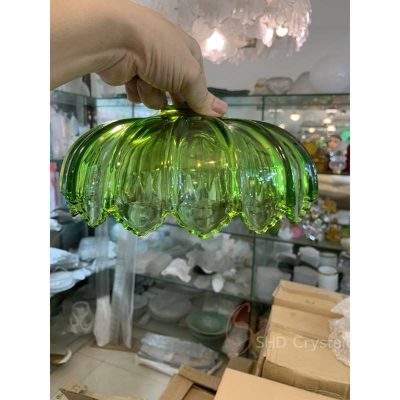 Emerald Green Hand-Blown Floral Crystal Lampshade