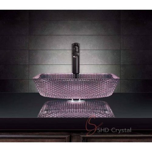 Luxury Hospitality Rectangular Diamond Crystal Washbasin-Purple