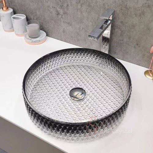 Smoky Ombre Round Diamond Crystal Washbasin