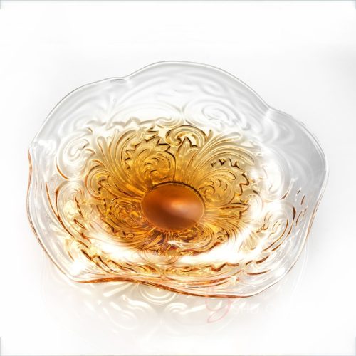 Clear Crystal Amber Swirl Fruit Plate