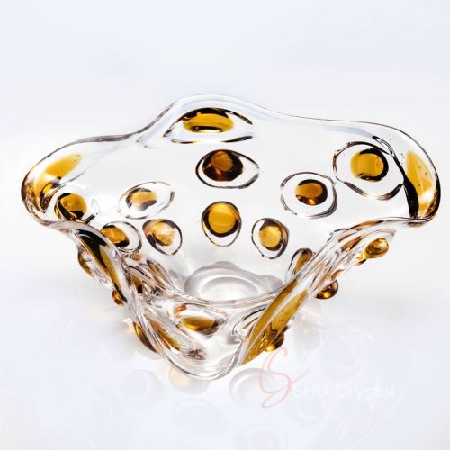 Clear Amber Dot Crystal Fruit Bowl