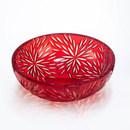 Ruby Cut Crystal Serving Bowl