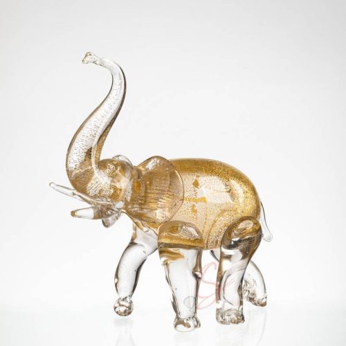 Gold Leaf Elephant Glass Ornament