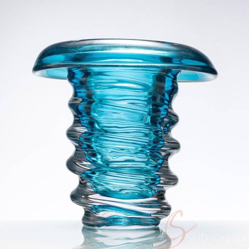 Blue Ripple Vortex Crystal Vase
