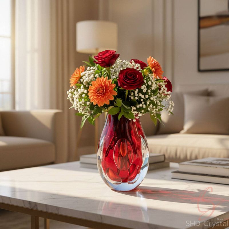 Crimson Core Crystal Vase