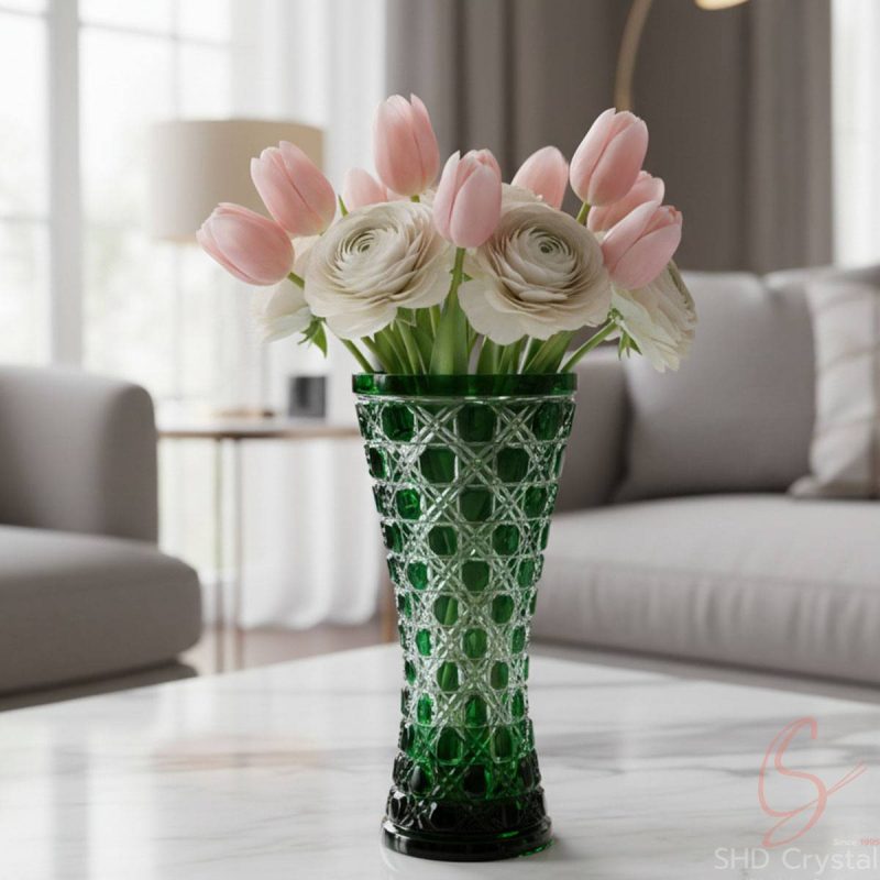 Emerald Reverberation Crystal Vase
