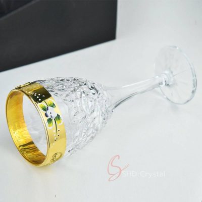 Enamel Flower Gilded Crystal Liquor Set